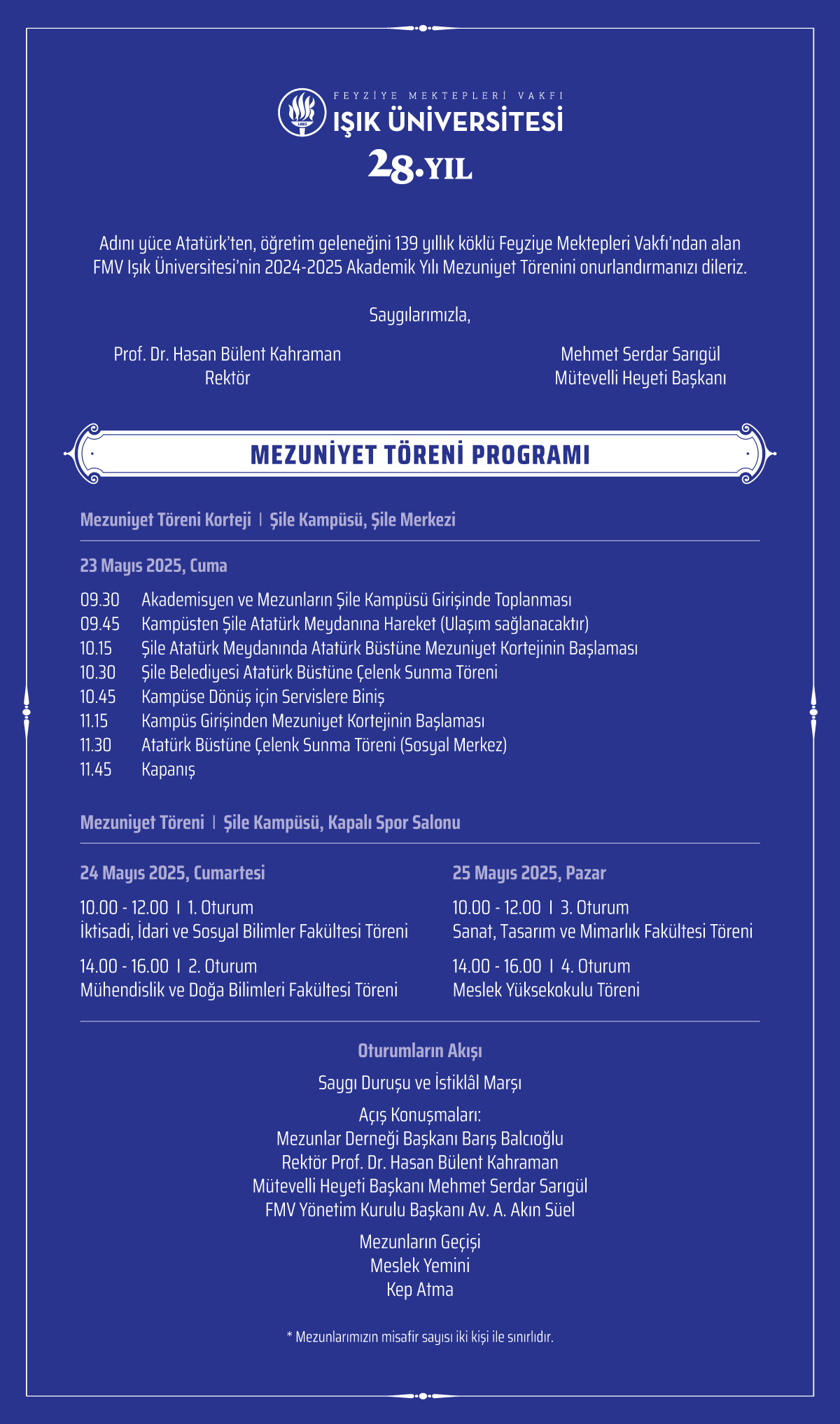 2024-2025 Akademik Yılı Mezuniyet Tören Davetiyesi