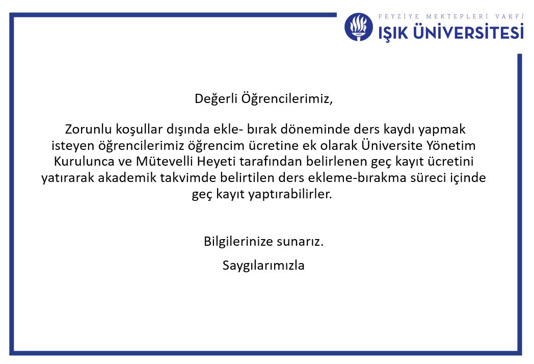 GEÇ KAYIT DUYURUSU