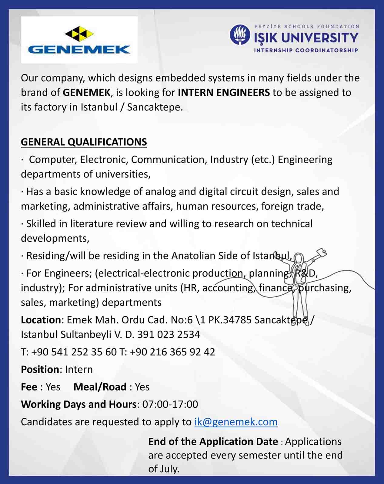 GENEMEK Mühendislik Staj Fırsatı