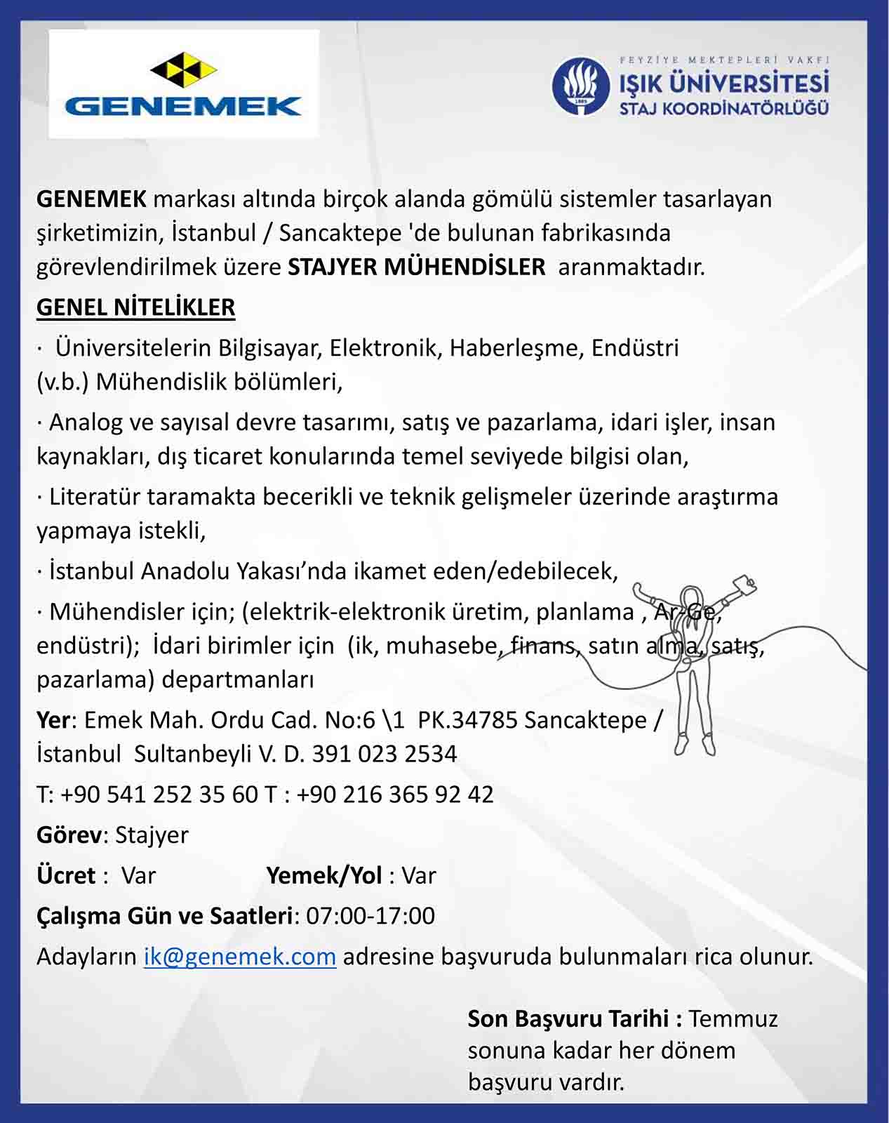 GENEMEK Engineering Internship Opportunity