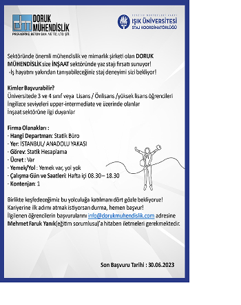 Doruk Mühendislik Ofis Stajı 