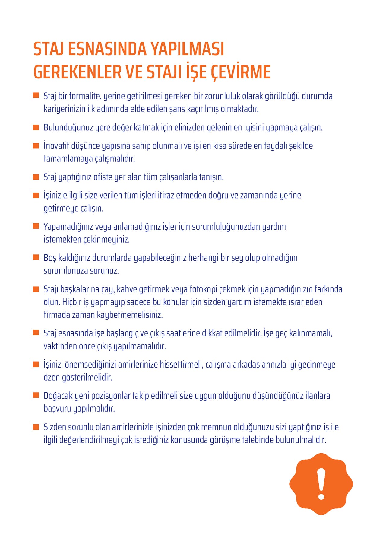 Staj İçin Yapılması Gerekenler