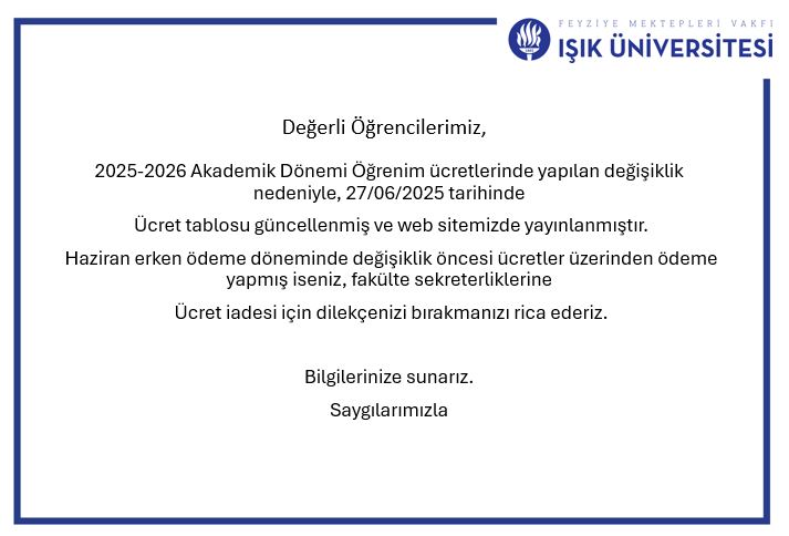 Ücret değişikliği duyurusu