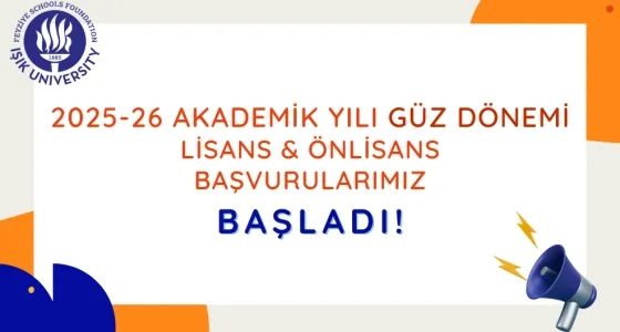 2025-26 Akademik Yılı Güz Dönemi Lisans & Önlisans Başvurularımız Başladı, başvurmak için tıklayın.