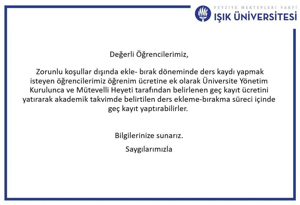 GEÇ KAYIT DUYURUSU GEÇ KAYIT DUYURUSU