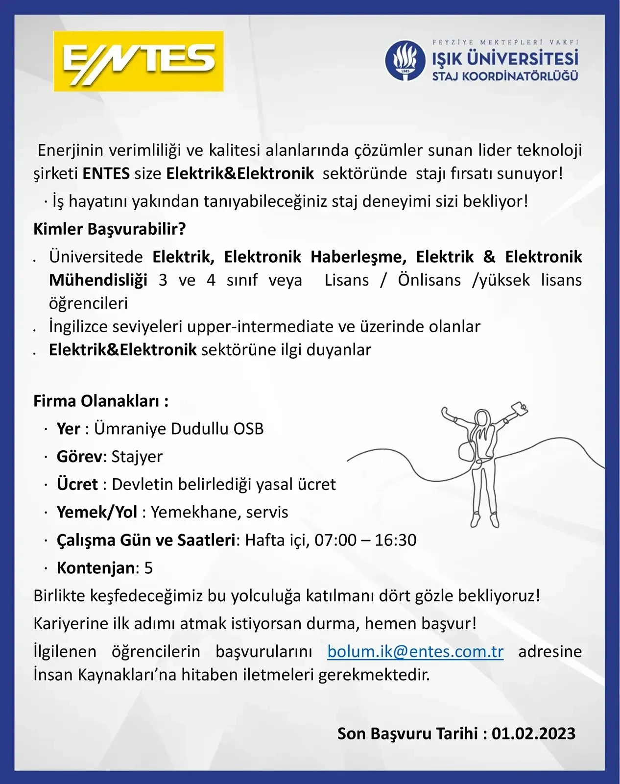ENTES Elektrik Elektronik Staj Fırsatı