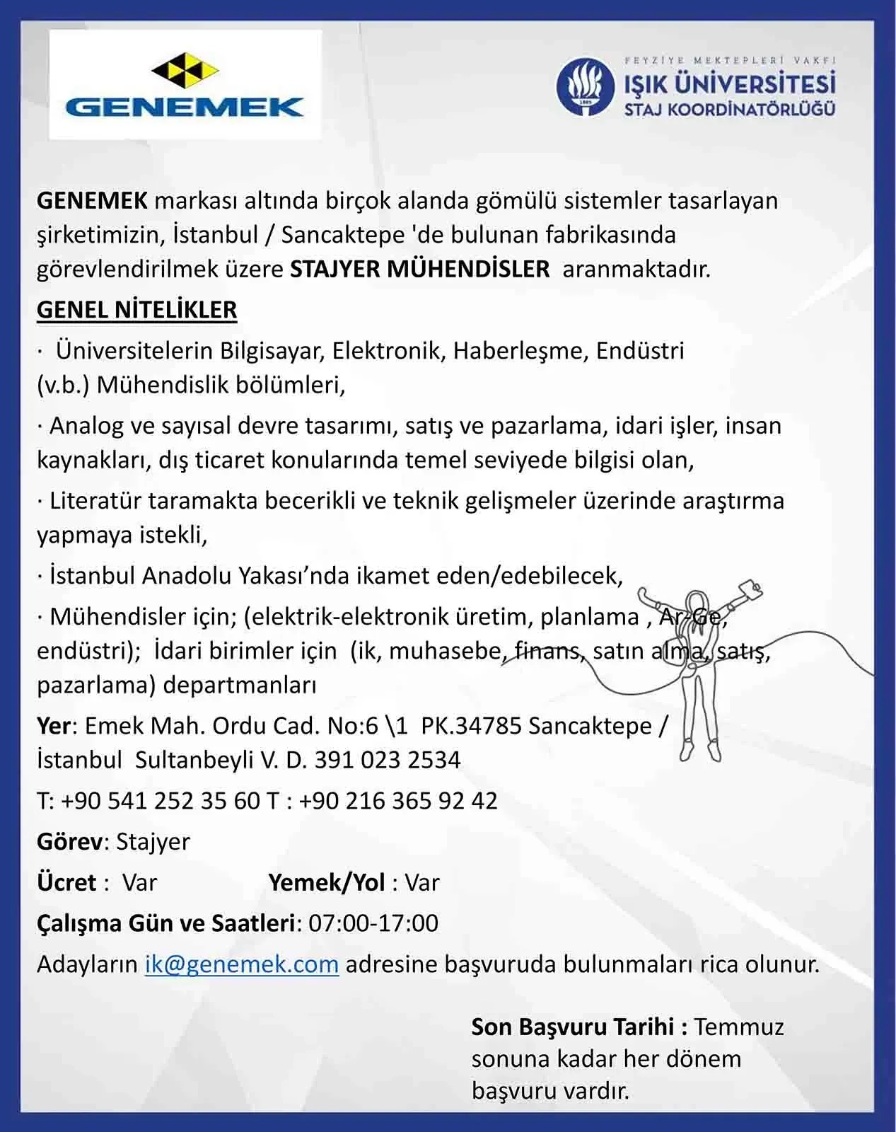 GENEMEK Engineering Internship Opportunity