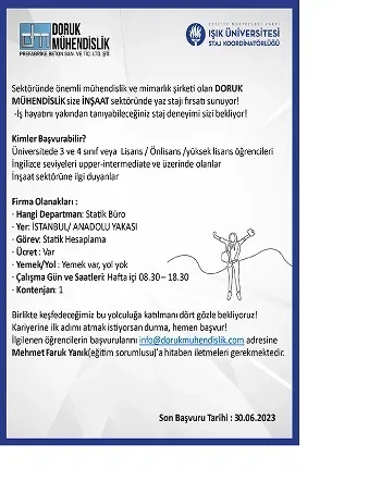 Doruk Mühendislik Ofis Stajı 