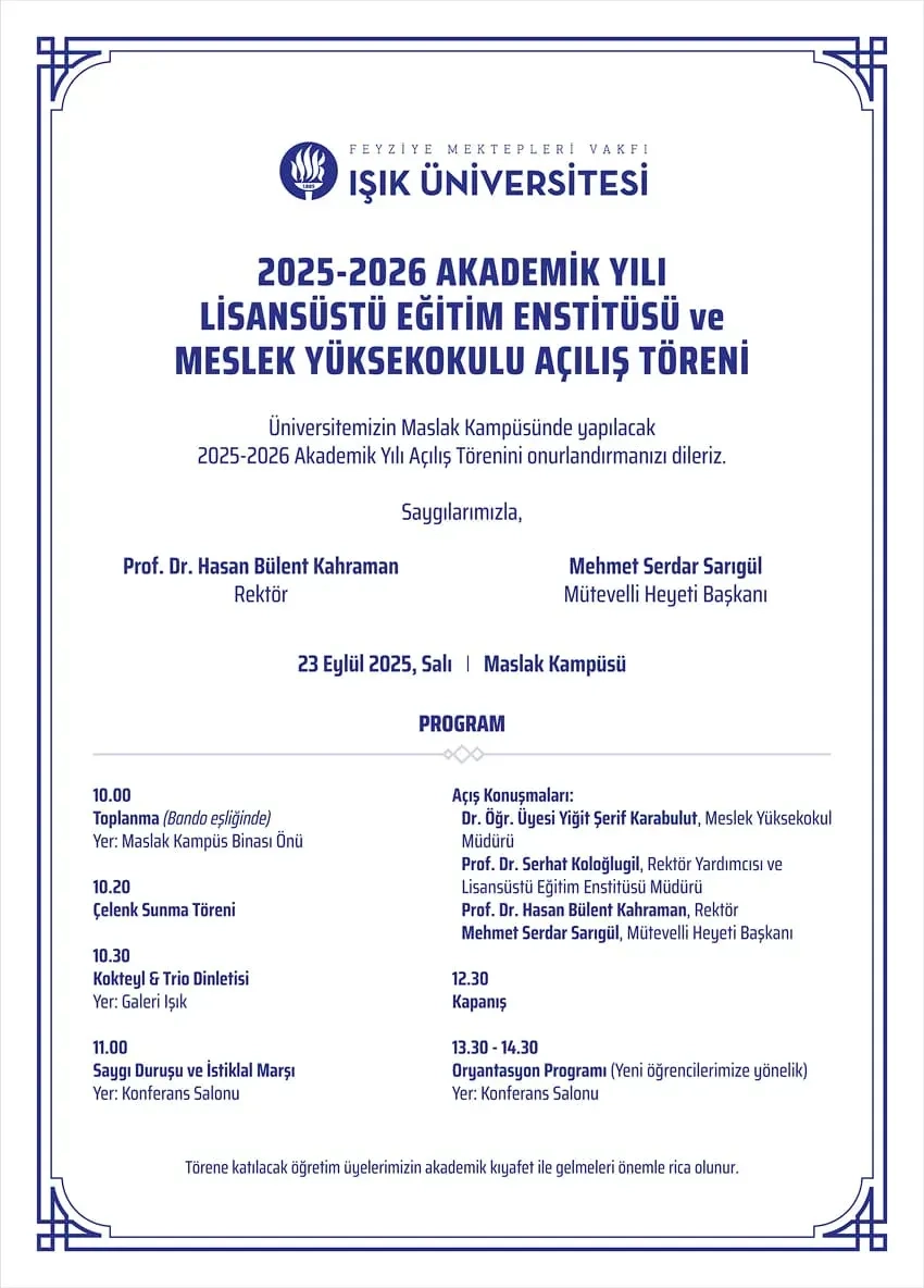 Duyurular - 2025-2026 Akademik Yılı Açılış Töreni